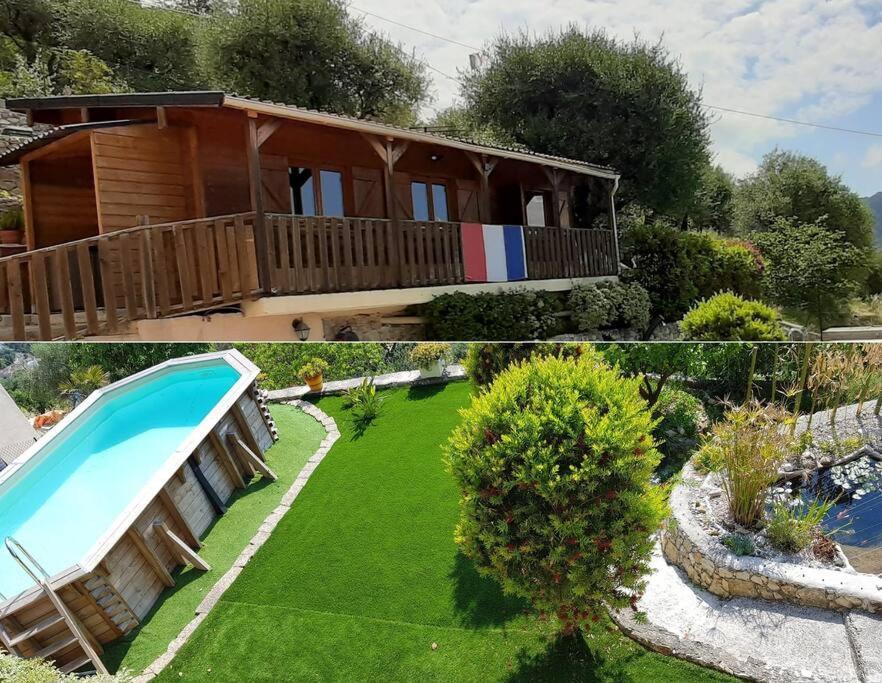 Le Chalet De La Pierreraie Cote D'Azur Piscine Terrasse Et Vue Mer Drap Zewnętrze zdjęcie